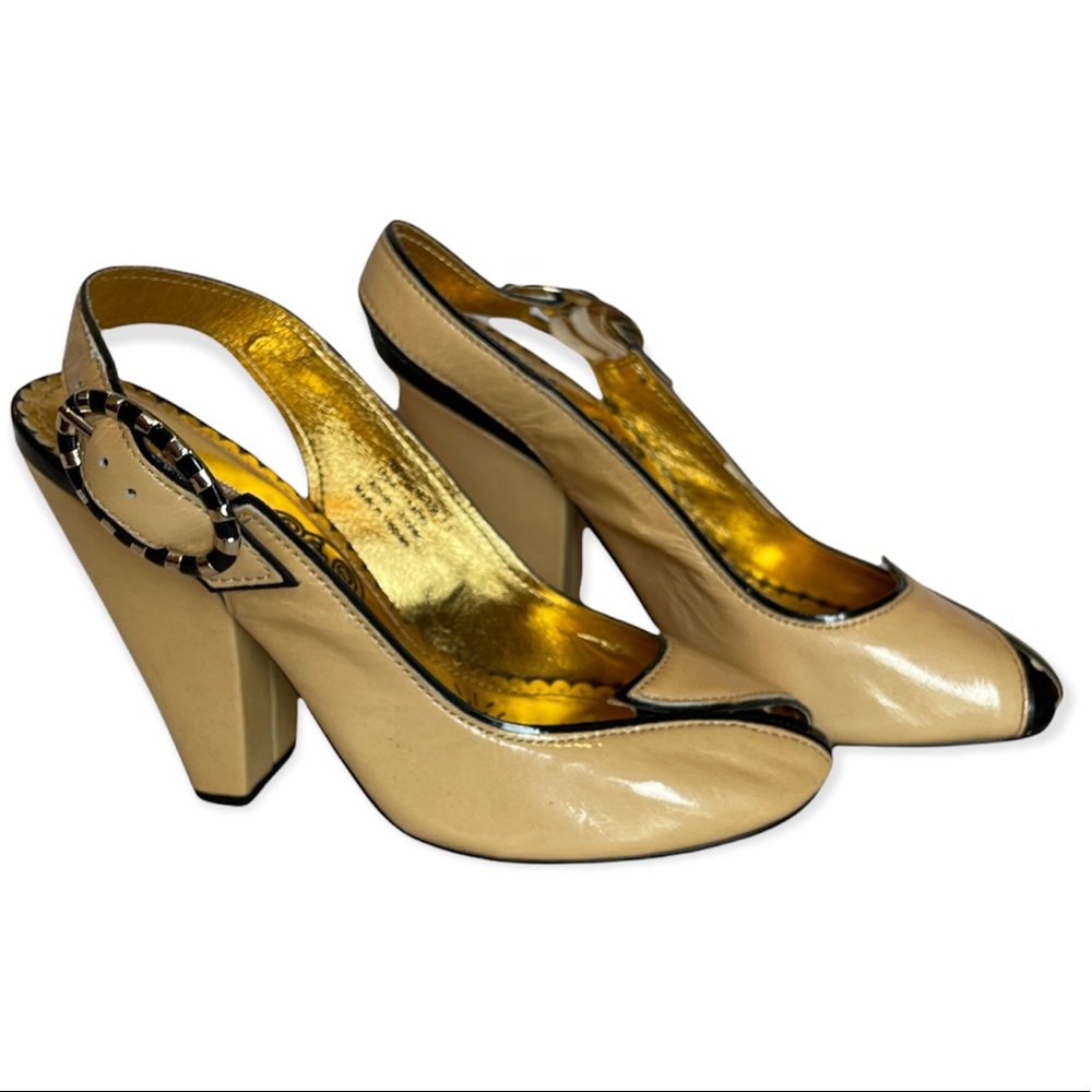 Naughty Monkey Sling Back Peep Toe Heels Sz 7.5